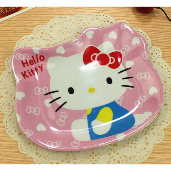 Hello Kitty Ceramic Dinner Plate Cute Cartoon Snack Tray for Cake, Fruit Treats - Picture 1 of 2